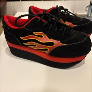 Black and Red Flame Sneakers